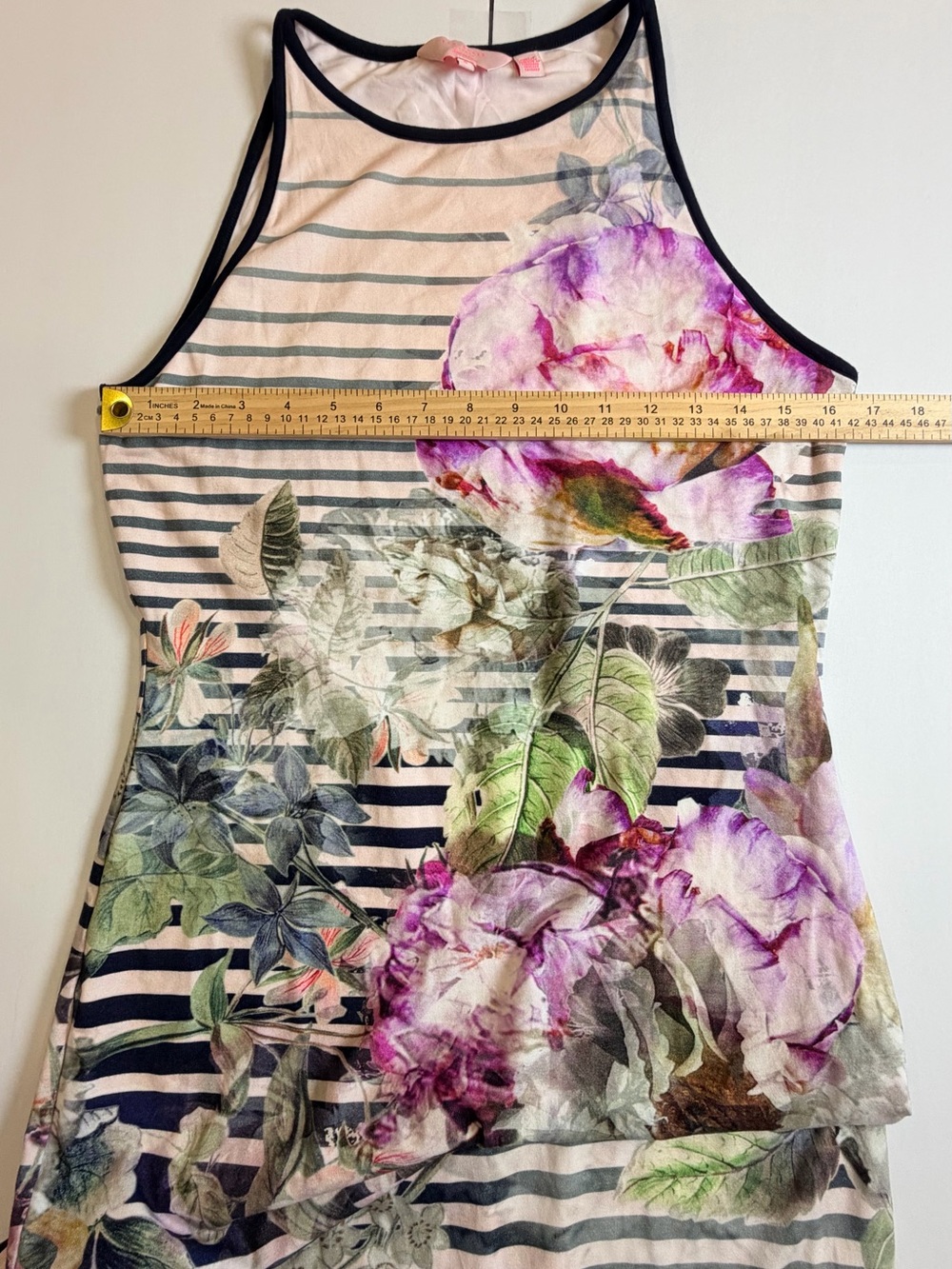 Ted Baker Laya Peony Stripped Midi Dress Size 4 - Picture 4 of 7